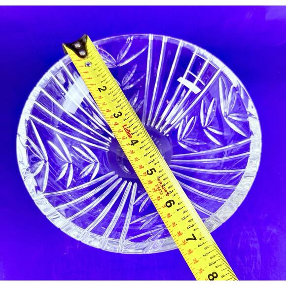 VTG Crystal Bowl Dish Clear Hand Cut Thick Heavy Fruit Candy 7” - Picture 6 of 7